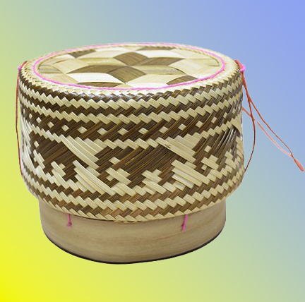 Bamboo Sticky Rice Basket Elephant Pattern